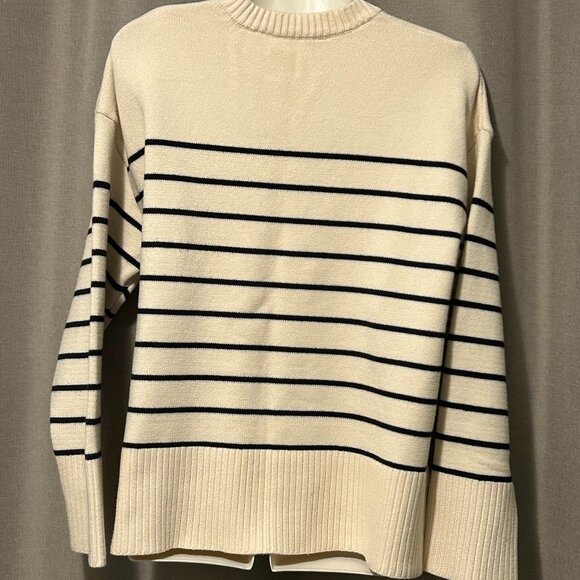 Zara Breton Stripe Cream and Black Sweater - Size Medium to L:arge - Picture 4 of 12